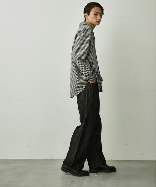 BLANK HOTEL シャツ Gingham Open-Collar Shirt / ギンガムチェック