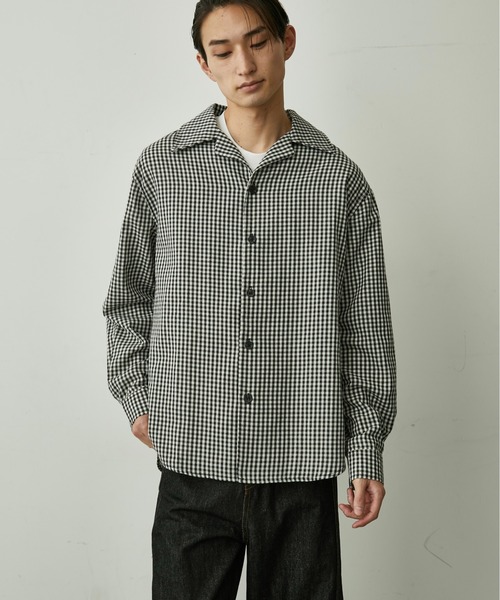 BLANK HOTEL シャツ Gingham Open-Collar Shirt / ギンガムチェック