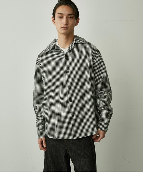 オープンカラー シャツGINGHAM OPEN COLLAR SHIRT BLANK HOTEL シャツ Gingham Open-Collar Shirt / ギンガムチェック