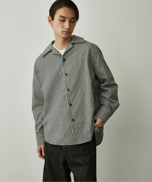 BLANK HOTEL シャツ Gingham Open-Collar Shirt / ギンガムチェック