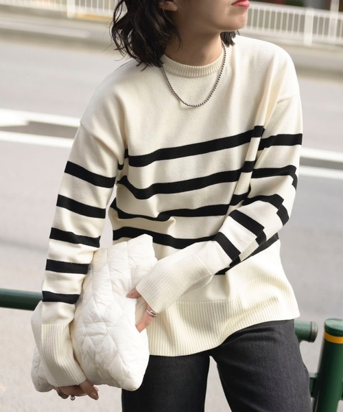 「＆HALF」 「noa-ge」長袖ニット FREE ブラック レディース_画像7