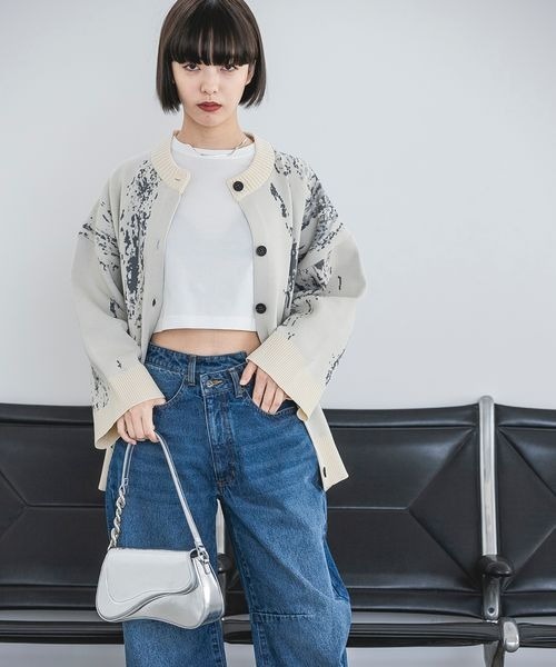 「JEANASIS」 ニットカーディガン FREE ホワイト系その他 レディース_画像4