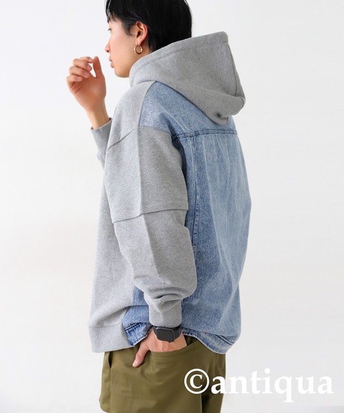 「antiqua」 「tree cafe」プルオーバーパーカー FREE ブラック レディース_画像6