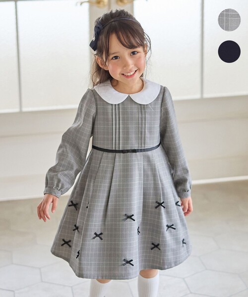 ANY（エニィ） ワンピース 襟付き リボン 長袖ワンピース キッズ 子供 