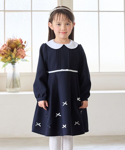 ANY（エニィ） ワンピース 襟付き リボン 長袖ワンピース キッズ 子供