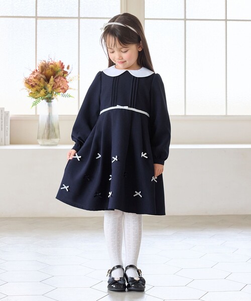 ANY（エニィ） ワンピース 襟付き リボン 長袖ワンピース キッズ 子供