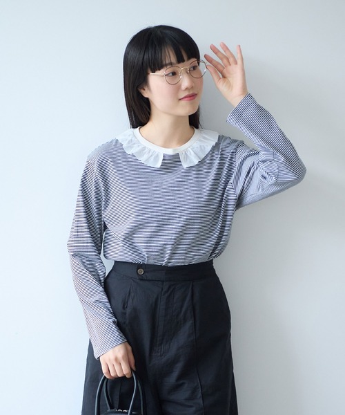ビュルデサボン  新品未使用モヘアプルオーバー bulle de savon（ビュルデサボン） tシャツ frill×border 長袖プル