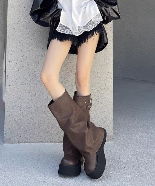 Chloe レースブーツ ロングブーツ レザー ベルト Chloe レースブーツ ロングブーツ レザー ベルト