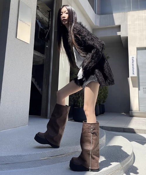 LACーVERT ブーツ 「ロング」ZIPベルトカバーブーツ レディース