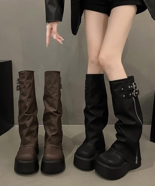 LACーVERT ブーツ 「ロング」ZIPベルトカバーブーツ レディース