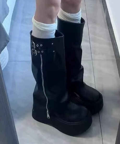 LACーVERT ブーツ 「ロング」ZIPベルトカバーブーツ レディース