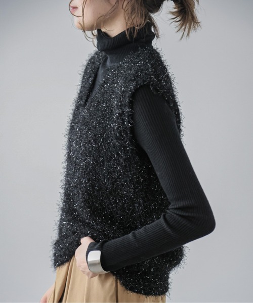 [AMELY] вязаный лучший L черный женский 