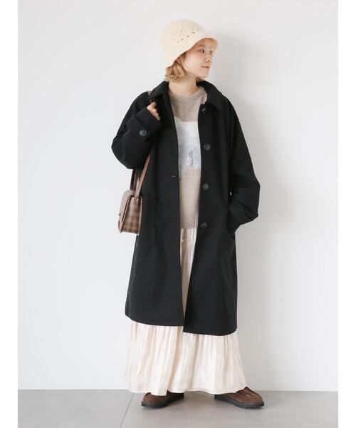 「ehka sopo」 ステンカラーコート F ブラック レディース_画像2