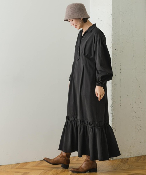 「F by ROSSO」 長袖ワンピース 38 ブラック レディース_画像2