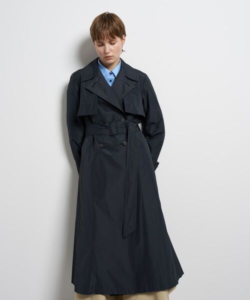 LANVIN en Bleu コート アウター シルクシャンブレータフタトレンチ