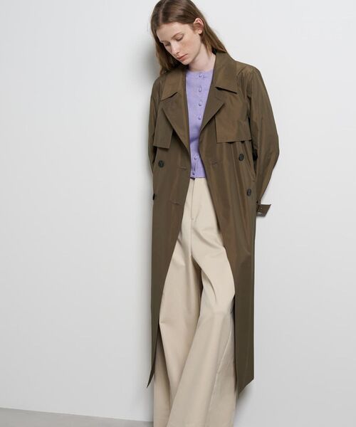 LANVIN en Bleu コート アウター シルクシャンブレータフタトレンチ
