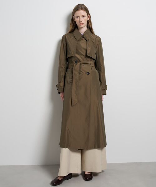 LANVIN en Bleu コート アウター シルクシャンブレータフタトレンチ