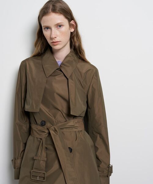 LANVIN en Bleu コート アウター シルクシャンブレータフタトレンチ