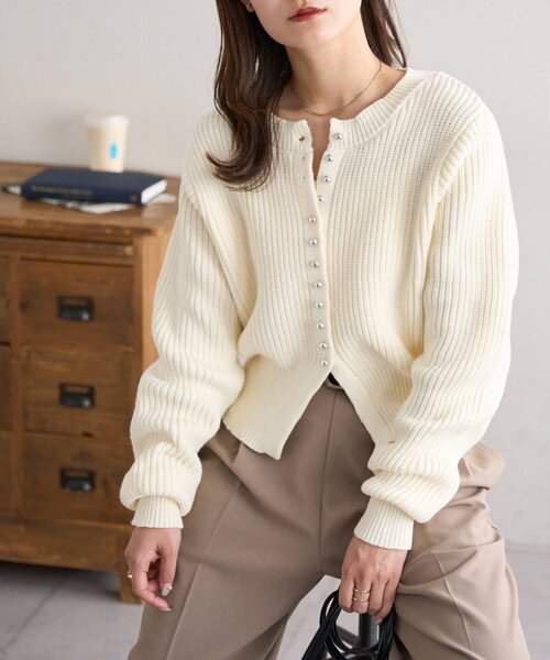 「DISCOAT」 ニットカーディガン FREE ブラウン レディース_画像2