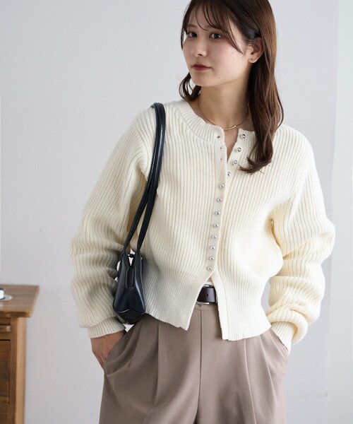 「DISCOAT」 ニットカーディガン FREE ブラウン レディース_画像3