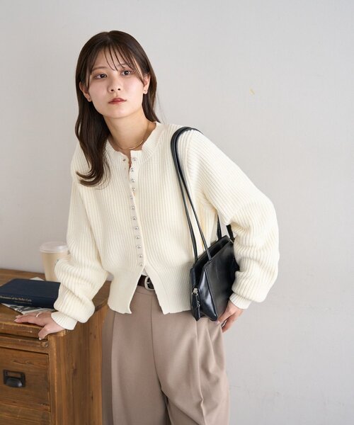 「DISCOAT」 ニットカーディガン FREE ブラウン レディース_画像5