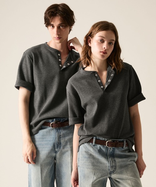 CLEL 完売 ファンクショナリー サーマルヘンリーネックTシャツ 黒 L CLEL（クレイル） ヘンリーネック tシャツ 「CLEL」Functional Thermal