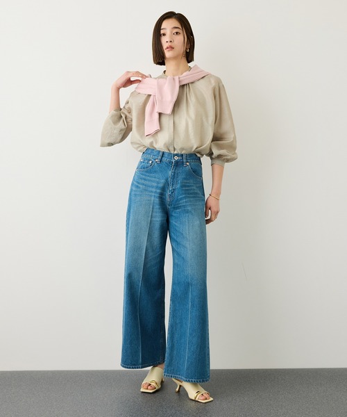美品 ローヘン ウールボリュームスリーブジャージブラウス 日本製 上質 秋色 ROPE'（ロペ） ブラウス シャツ キュプラシルクボリュームスリーブ