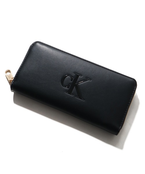 ラスト1点 新品 カルバンクライン 3つ折り財布 ブラック シボ調 CK ロゴ Calvin Klein（カルバン・クライン） 財布 レディース メンズ
