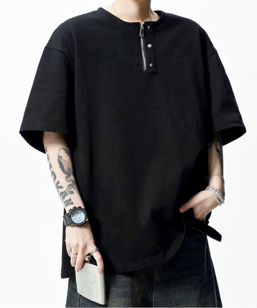 トップス JOHNNY WOLF JOHNNY WOLF（ジョニーウルフ） ヘンリーネック tシャツ CRUEL ジップ