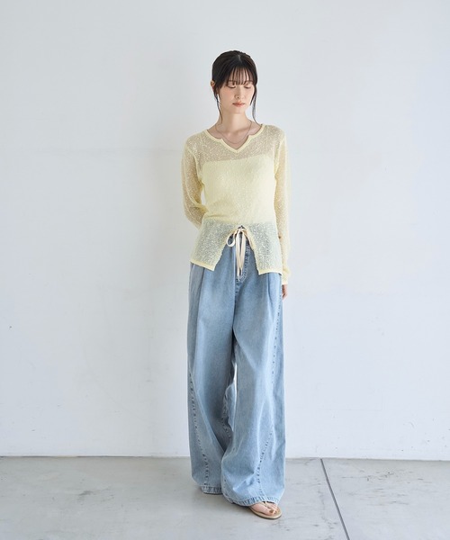 ニット セーター 2wayキーネックシアーニット レディース | meilmada | 11