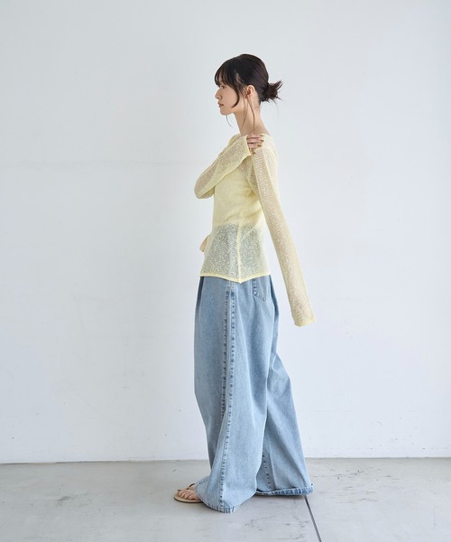 ニット セーター 2wayキーネックシアーニット レディース | meilmada | 12
