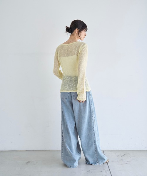 ニット セーター 2wayキーネックシアーニット レディース | meilmada | 13