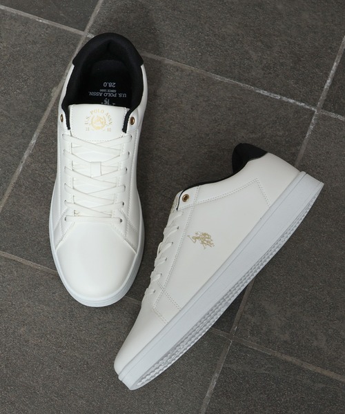 「U.S. POLO ASSN.」 ローカットスニーカー 23cm ホワイト×ブラック メンズ_画像3
