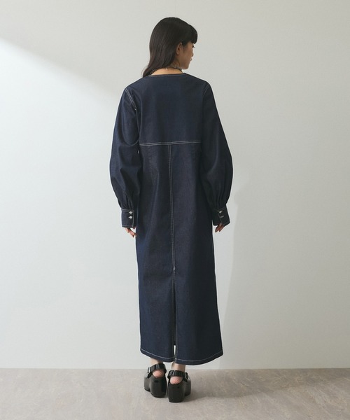 「ADAM ET ROPE'」 長袖ワンピース 36 ブラック レディース_画像6