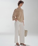 パンツ コットン ワイドストレートパンツ レディースの詳細画像3