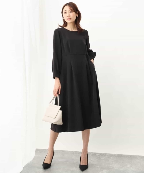 「OFUON le MK」 長袖ワンピース 38 ベージュ レディース_画像4