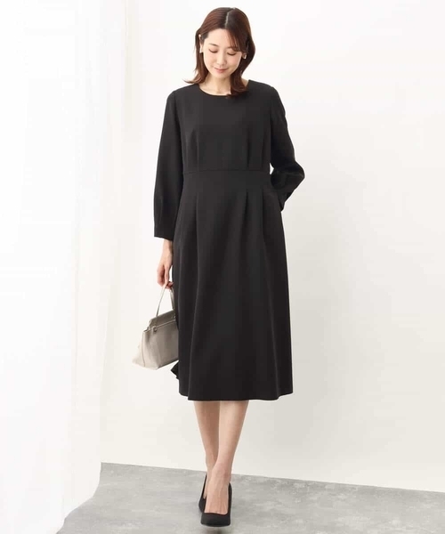 「OFUON le MK」 長袖ワンピース 38 ベージュ レディース_画像5