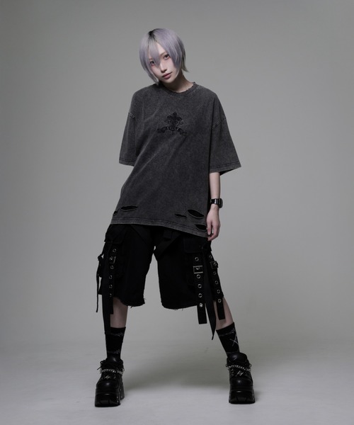 「REFLEM」 半袖カットソー FREE ブラック×ピンク レディース_画像2