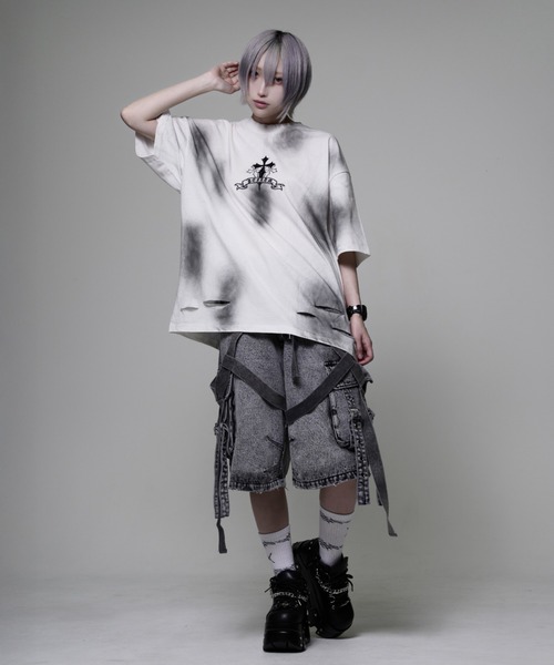 「REFLEM」 半袖カットソー FREE ブラック×ピンク レディース_画像3