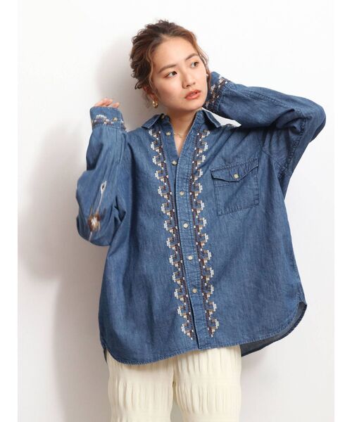 最新作在庫 シャツ PayPayモール店 - 通販 - PayPayモール ブラウス ネイティブ刺繍ビッグシャツ ZOZOTOWN 人気新番