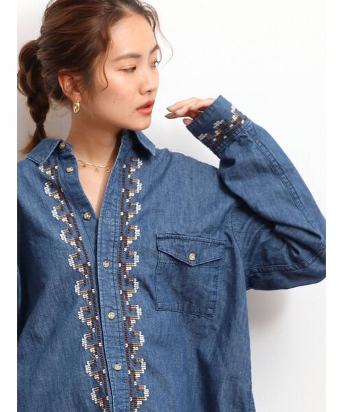 最新作在庫 シャツ PayPayモール店 - 通販 - PayPayモール ブラウス ネイティブ刺繍ビッグシャツ ZOZOTOWN 人気新番