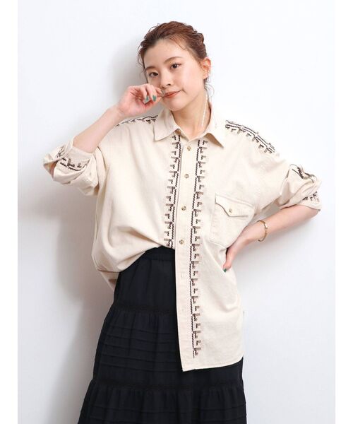 最新作在庫 シャツ PayPayモール店 - 通販 - PayPayモール ブラウス ネイティブ刺繍ビッグシャツ ZOZOTOWN 人気新番