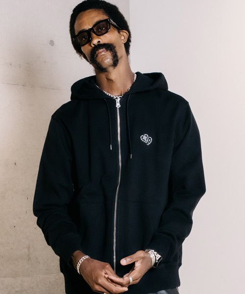 CRIMIE　BLACK HEART LOGO HOODIE　パーカー　黒　希少 CRIMIE（クライミー） パーカー BLACK HEART WAPPEN ZIP HOODIE SWEAT