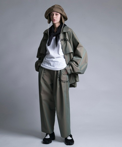 パンツ my beautiful landlet tuck wide pants my beautiful landlet】ORGANIC COTTON FLANNEL TUCK WIDE PANTS