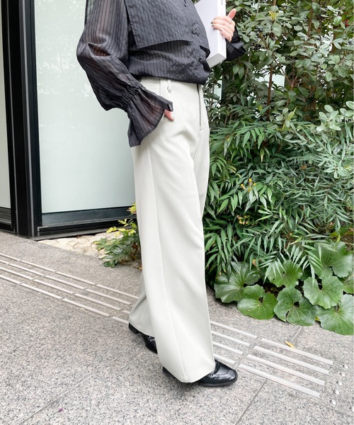 センタープレス　スラックス RUUBON】 stretch center press slacks / ストレッチ センター