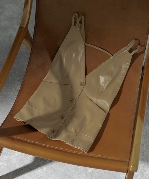 ベスト ジレ FAKE LEATHER CAMISOLE VEST レディース