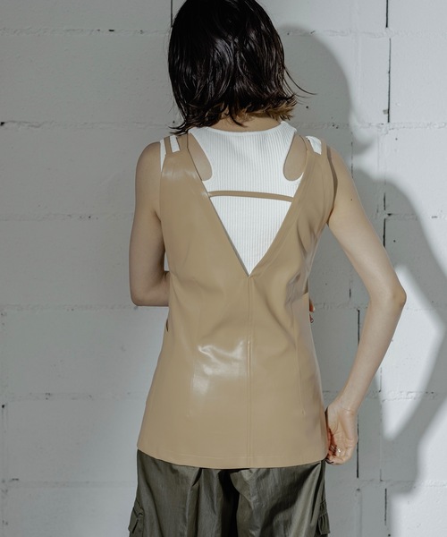 ベスト ジレ FAKE LEATHER CAMISOLE VEST レディース ANOGH ベスト ジレ FAKE LEATHER CAMISOLE VEST レディース
