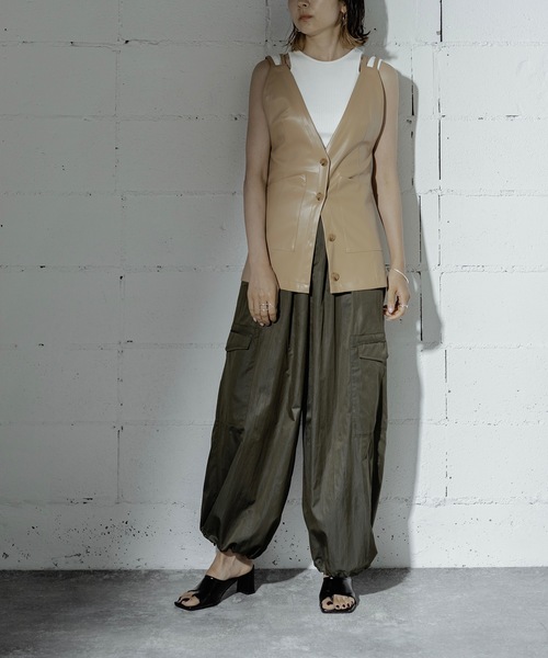 ベスト ジレ FAKE LEATHER CAMISOLE VEST レディース ANOGH ベスト ジレ FAKE LEATHER CAMISOLE VEST レディース