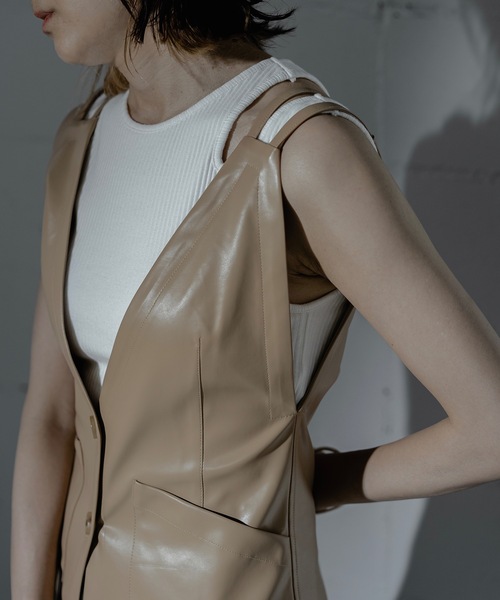 ベスト ジレ FAKE LEATHER CAMISOLE VEST レディース ANOGH ベスト ジレ FAKE LEATHER CAMISOLE VEST レディース
