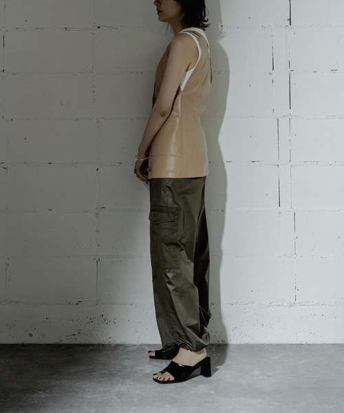 ANOGH ベスト ジレ FAKE LEATHER CAMISOLE VEST レディース